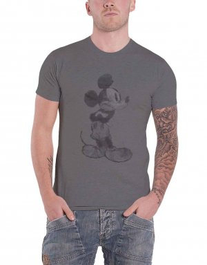 Винтажная футболка с изображением Микки Мауса , серый Disney