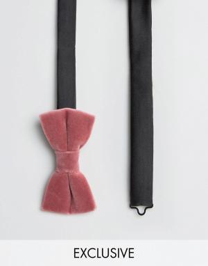 Бархатный галстук-бабочка Noose & Monkey. Цвет: розовый