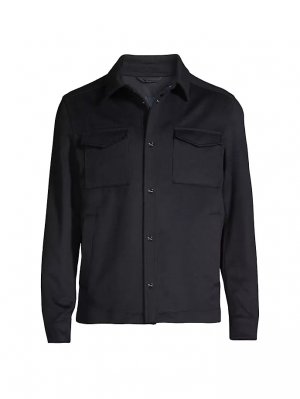Куртка-рубашка на полуподкладке из шерсти и кашемира , темно-синий Herno