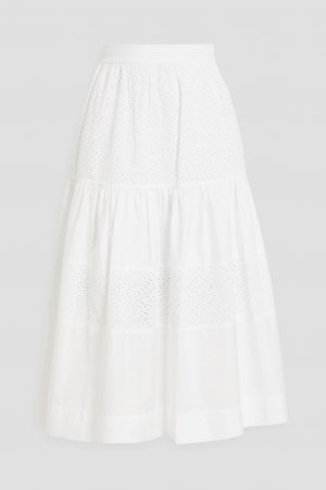 Ярусная юбка миди Danna из хлопкового поплина с вышивкой английской вышивки DEREK LAM 10 CROSBY, белый Crosby