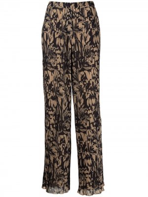 Graphic-print pleated trousers Jonathan Simkhai. Цвет: коричневый