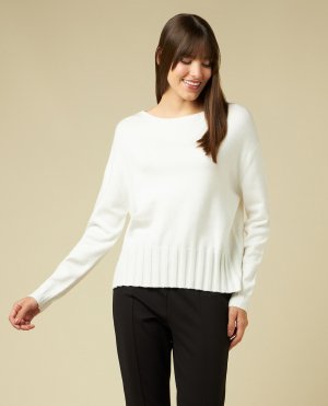 Женский пуловер из трикотажа смесовой вискозы , белый Iwie