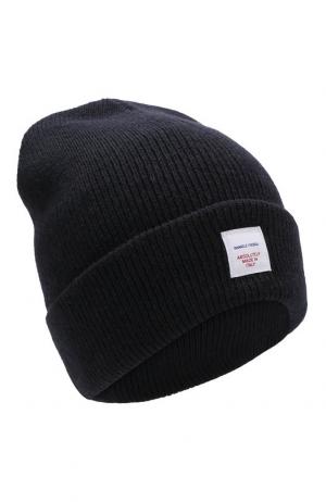 Шерстяная шапка с логотипом бренда Daniele Fiesoli. Цвет: темно-синий