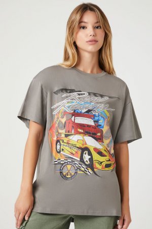Объемная футболка с рисунком Reno Racing , угольный Forever 21