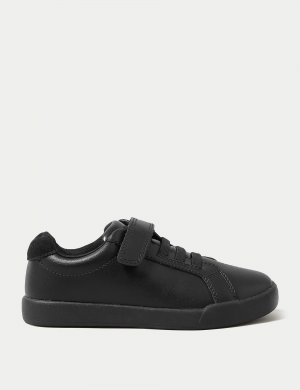 Детские кожаные школьные туфли с риптейпом (8 маленьких - 1 большой) , черный Marks & Spencer