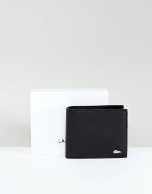 Черный кожаный бумажник с логотипом Lacoste