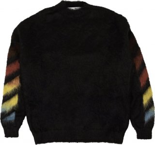 Свитер Diag Brushed Mohair Crewneck Sweater 'Black/Rainbow', черный Off-White