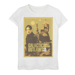 Футболка с графическим рисунком и постером «Звездные войны» для девочек 7–16 лет «Книга Бобы Фетта «Галактические преступники»» Star Wars