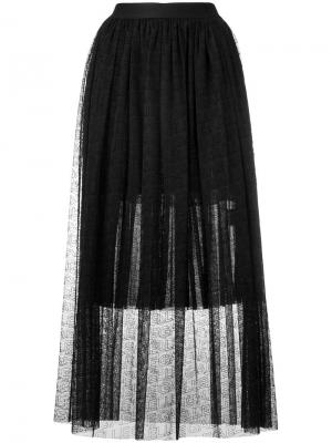 Плиссированная прозрачная юбка Gaelle Bonheur. Цвет: черный