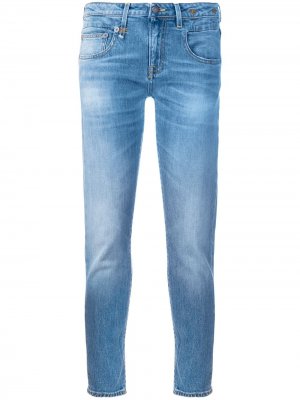 Укороченные джинсы скинни R13. Цвет: синий