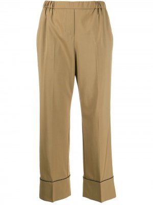 Укороченные брюки с контрастными бусинами Nº21. Цвет: коричневый
