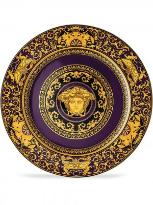 Тарелка с узором Medusa из коллаборации (30 см) Versace. Цвет: фиолетовый