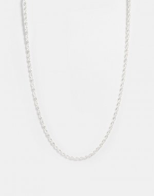 Серебристое ожерелье-цепочка с плетением «веревка» -Серебристый Chained & Able
