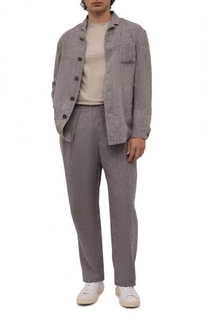 Льняной костюм Giorgio Armani. Цвет: коричневый