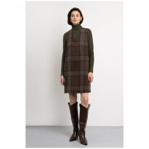 Сарафан А-силуэта в крупную клетку EMKA PL1353/preza Коричневый 44 Fashion. Цвет: коричневый