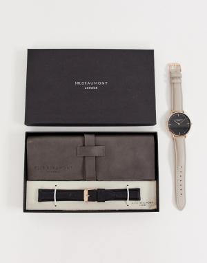Часы с кожаным ремешком в подарочной упаковке Elie Beaumont. Цвет: мульти