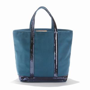 Сумка-шоппер среднего размера из ткани с блестками VANESSA BRUNO. Цвет: голубой