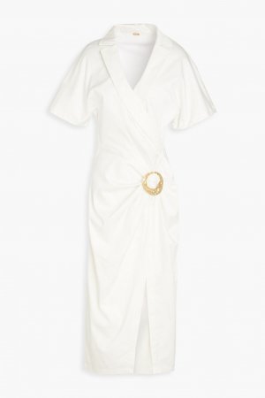 Платье миди Calista из поплина с эффектом запаха и декором CULT GAIA, белый Gaia
