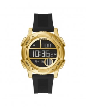 Мужские часы Zip GW0272G2 из силикона и черным ремешком , черный Guess