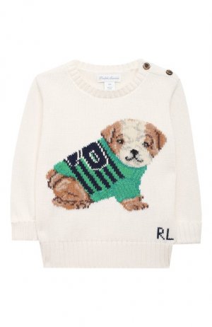 Хлопковый пуловер Polo Ralph Lauren. Цвет: бежевый