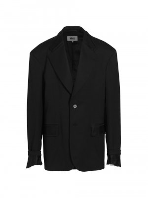 Однобортная спортивная куртка из натуральной шерсти с добавлением , черный MM6 Maison Margiela