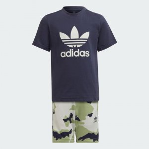 Детский комплект Adidas Originals Camo Shorts And Tee, 2 предмета, синий/мультиколор Kids