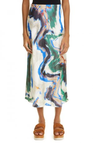 Атласная юбка с абстрактным принтом Jeloda MUNTHE