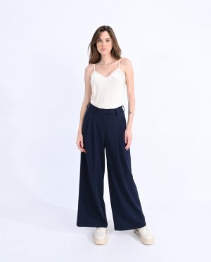 Женские брюки-кюлоты со складками , темно-синий Molly Bracken
