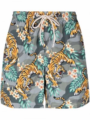 Tiger-print swim shorts MC2 Saint Barth. Цвет: серый