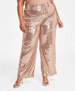 Модные широкие брюки больших размеров с блестками , золото Nina Parker