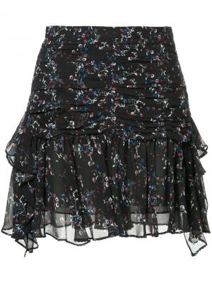 Многослойная юбка с цветочным принтом Tanya Taylor. Цвет: чёрный