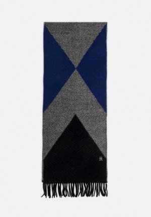 Шарф THE EVENционный пушистый шарф, «елочка»/синий с ромбами Tommy Hilfiger