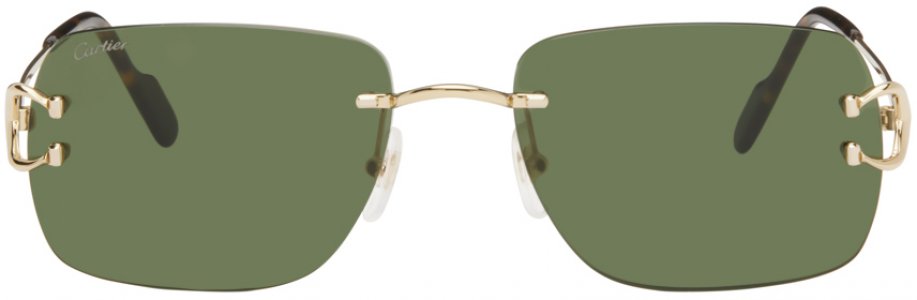 Золотые квадратные солнцезащитные очки , цвет Gold/Gold/Green Cartier