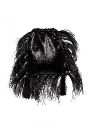 Мини-сумка с перьями Attico. Цвет: черный