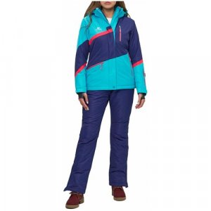 Комплект с полукомбинезоном , зимний, силуэт полуприлегающий, карманы, карман для ски-пасса, капюшон, мембранный, утепленный, водонепроницаемый, размер S, голубой MTFORCE. Цвет: blue/голубой
