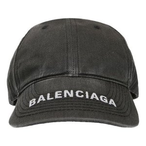 Кепка Washed Denim Logo Baseball Cap 'Black/White', черный Balenciaga