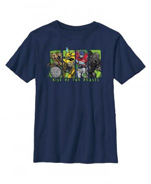 Детская футболка с квадратами и логотипом фильма Трансформеры: Восстание зверей для мальчиков , синий Hasbro