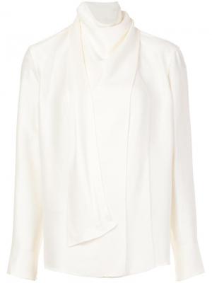 Блузка с драпированной горловиной и длинными рукавами Barbara Casasola. Цвет: белый
