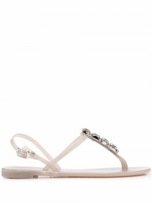 Crystal-embellished jelly sandals Casadei. Цвет: серый