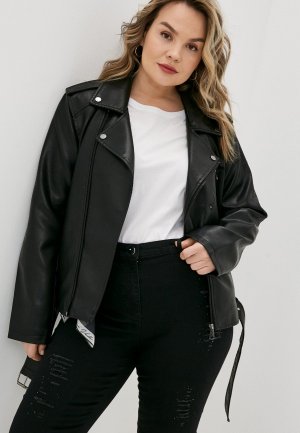 Куртка кожаная Chic de Femme. Цвет: черный