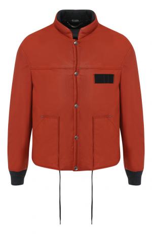 Кожаная куртка на кнопках с воротником-стойкой Lanvin. Цвет: оранжевый