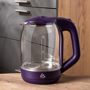 Чайник электрический luazon lsk-1809, стекло, 1.8 л, 1500 вт, подсветка, фиолетовый Home