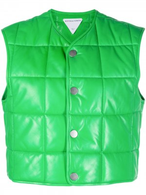 Shiny leather padded vest Bottega Veneta. Цвет: зеленый