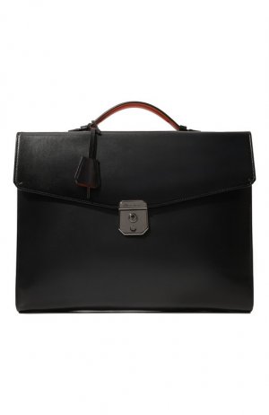 Кожаный портфель Santoni. Цвет: чёрный