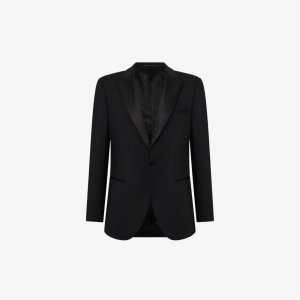 Однобортный пиджак облегающего кроя из смесовой шерсти стрейч Poker , черный Reiss