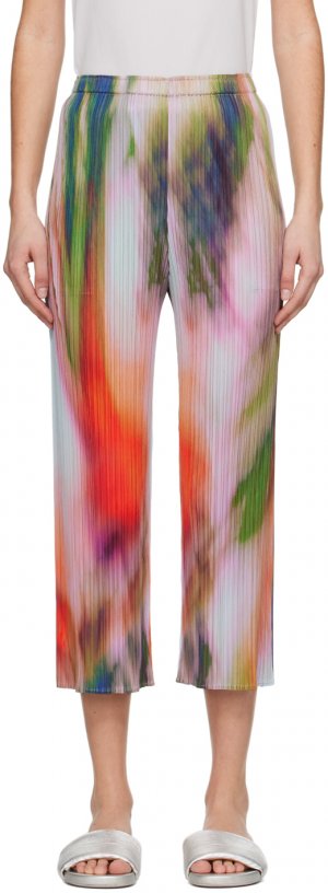 Разноцветные и шпинатные брюки Pleats Please Issey Miyake