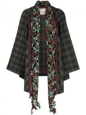 Клетчатая куртка с цветочной вышивкой на воротнике Antonio Marras. Цвет: коричневый