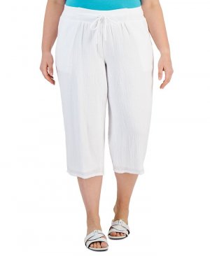 Укороченные брюки больших размеров из марли JM Collection, белый Collection