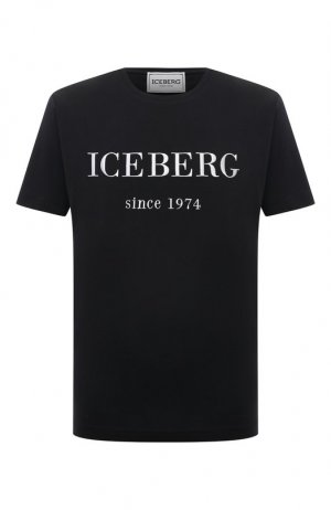 Хлопковая футболка Iceberg. Цвет: чёрный