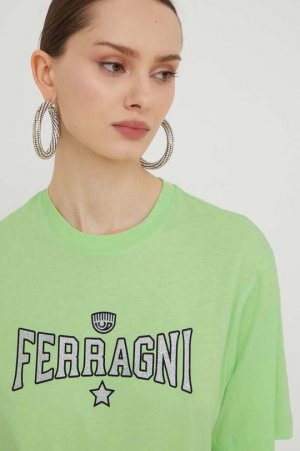 Хлопковая футболка Chiara Ferragni, зеленый FERRAGNI